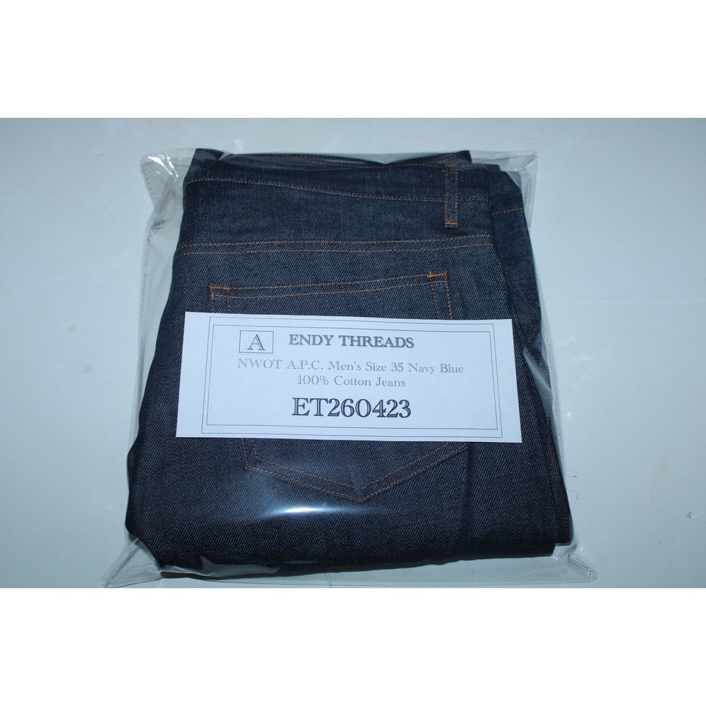 NWOT APC Men's Size 35x35 Navy Blue 100% Cotton Straight Leg Raw Denim Jeans - Picture 9 of 9